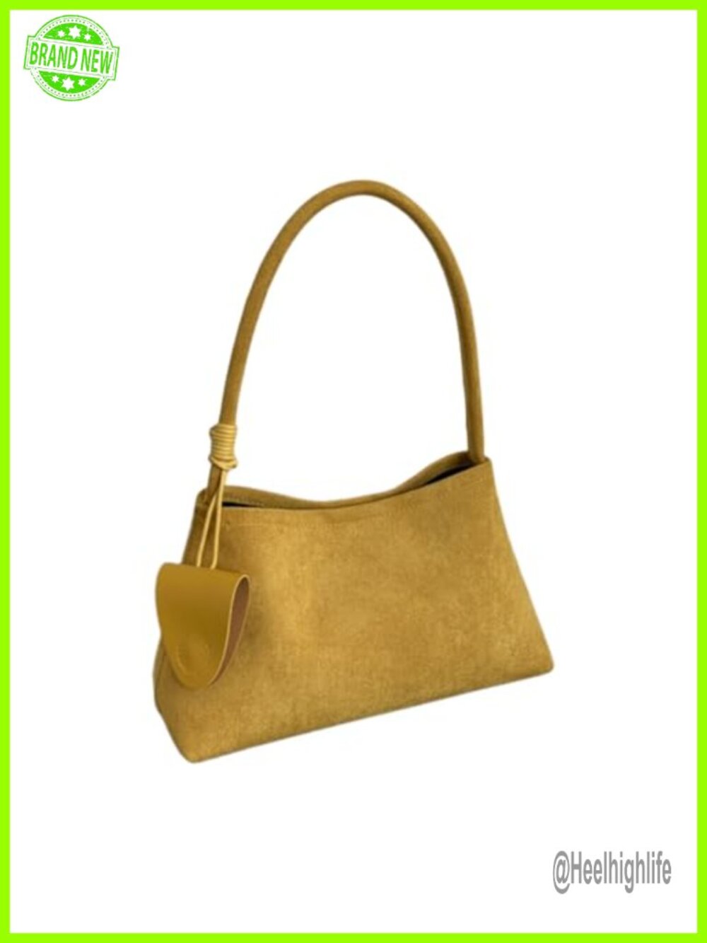 Suede Underarm Shoulder Bag with Inner Pouch Leather Pendant Retro Purse